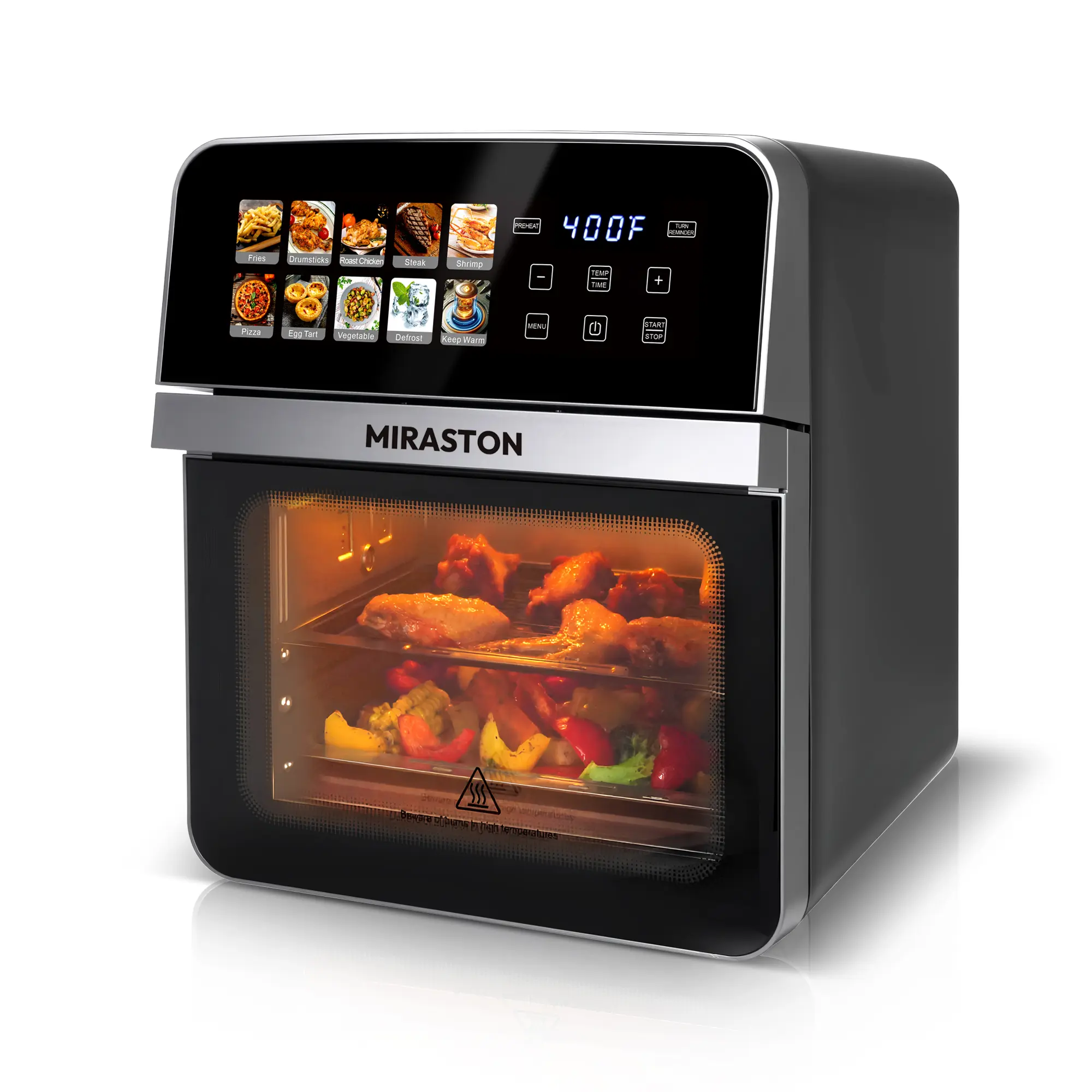MIRASTON Multifunction Digital Countertop Toaster Oven - Household & Kitchen Appliances, 10QT Large Family Size, 8 Cooking Presets, Dual-Layer Removable Trays, View Window, Stainless Steel Interior, Nontoxic, Easy to Clean, 1700W