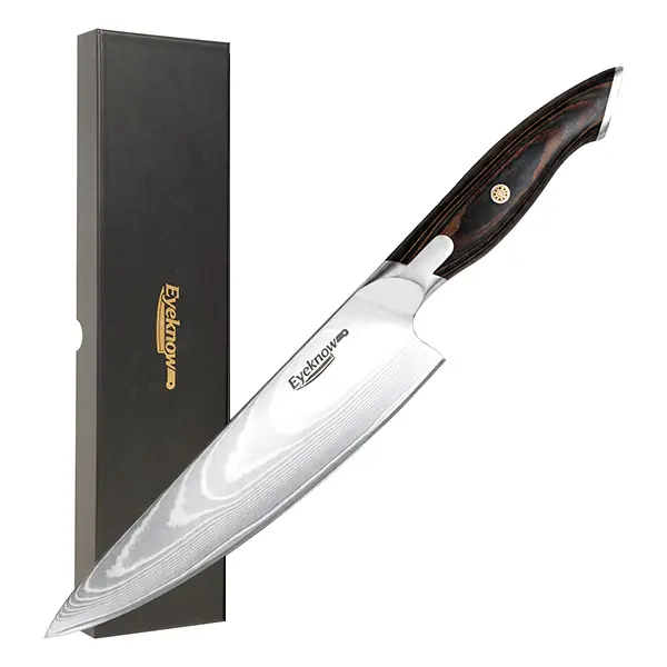 EyeKnow Elite Series 8" Damascus Chef Knife, 67‑Layers Damascus Steel Kitchen Knife with Ergonomic Pakkawood Handle, Versatile for Meat & Vegetables, Premium Gift‑Ready Box