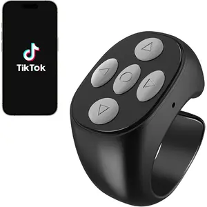 P-RDC012 Bluetooth Wireless TikTok Scrolling Ring - Smartphone Accessory, Hands-Free for Cooking & Yoga, Compatible with iPhone & Android, Gift for TikTok Enthusiasts (Black)