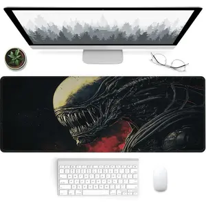 Alien Pattern Mouse Pad, Rectangle Gaming Mouse Pad with Non-slip Base and Stitched Edges, Office Desk Keyboard Mat for Gaming Laptop Computer, Office Desk Accessories, Gaming Desk Accessory, Desk Setup