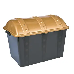 19" x 11" Black & Gold Plastic Treasure Chest Prize Container