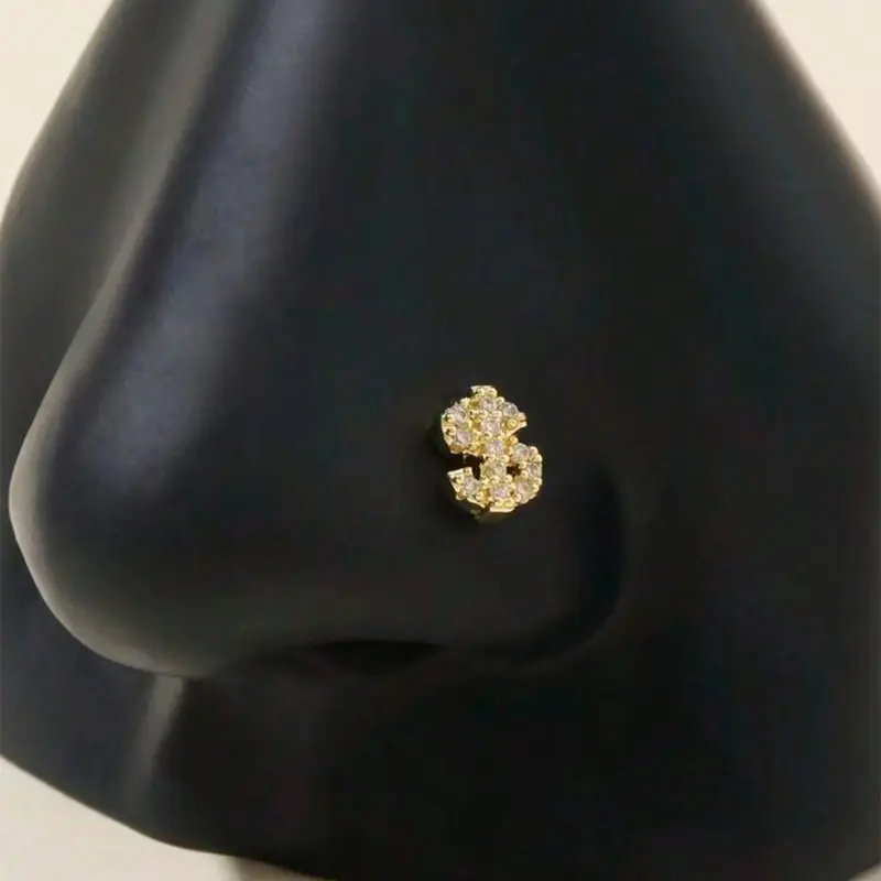 Sparkling Rhinestone Dollar Sign Nose Ring, Rhinestone Nose Rings, Nose Piercing Jewelry, Chic Body Jewelry, Unique Style Accessory for Daily Wear, Eye-Catching Design with Shimmering Details
