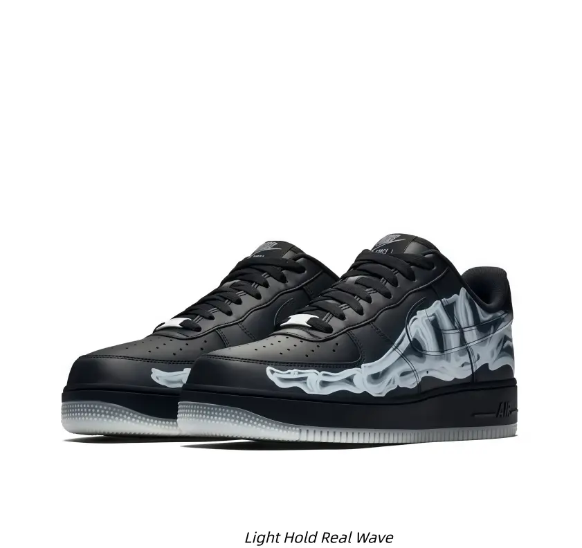 Gothic Skull Pattern Low Cut Lace-Up Sneakers Smooth Black Upper Trendy Dark Style Footwear Suitable for Men Women Daily Wear & Holiday Matching