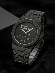 Men's Quartz Watch, Round Dial Design, Geometric Pattern, Zinc Alloy Case, Analog Display, Casual Style, Perfect Gift for Men, Casual Trendy Wristwatch
