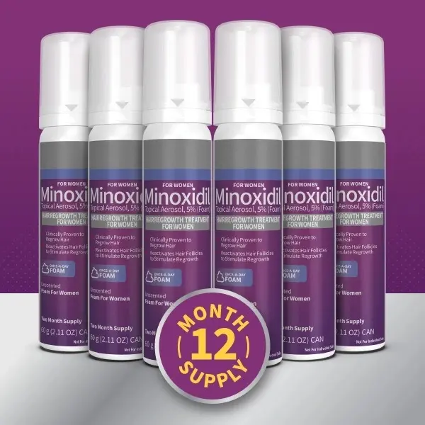 Hair Regrowth Treatment Minoxidil Foam for Women, 2.11 fl oz, 6-count Haircare Comfort