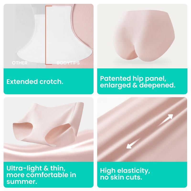 3PCS Bodytips Women's Zero Feel Seamless No Show Panties Invisible Underwear No VPL Smooth Fit Design Basic Style Lingerie Soft Briefs Popular Underwear Versatile Panties For Daily Wear Home Lounge Casual Outfit Tight Pants Legging Skirt Dress All Day Use