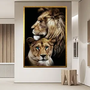 Room Decor, Wildlife Poster Print, Animals Wall Art, Decor for Gift, Poster Wall Decor, Poster Wall Art, Lion Family, Lion Couple Poster Wall Art Photo Decoration