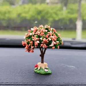 Cute Car Dashboard Decoration, Mini Simulated Flower Tree Design Car Interior Ornament, Car Decoration Accessories for Women & Girls