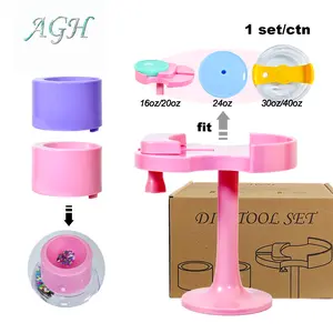 AGH US 1 Pack Snow Globe DIY Tool  Set For 16 OZ/24 OZ/30 OZ/40 OZ snow globe, include 2 oil glitter funnels & 1 Adjustable Lids stand, for Your Smooth & easy snow globe DIY