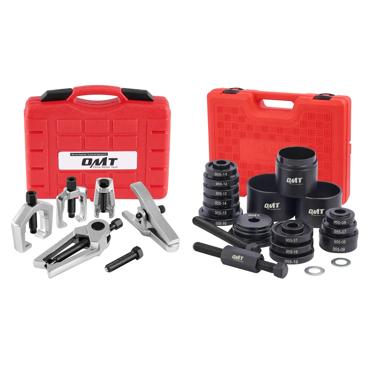 Orion Motor Tech 29PC 2-in-1 Wheel Bearing & Front End Service Tool Kit, Heavy Duty Bearing Puller Press Set with Ball Joint Separator & Tie Rod Removal Tools for Cars Trucks, Red