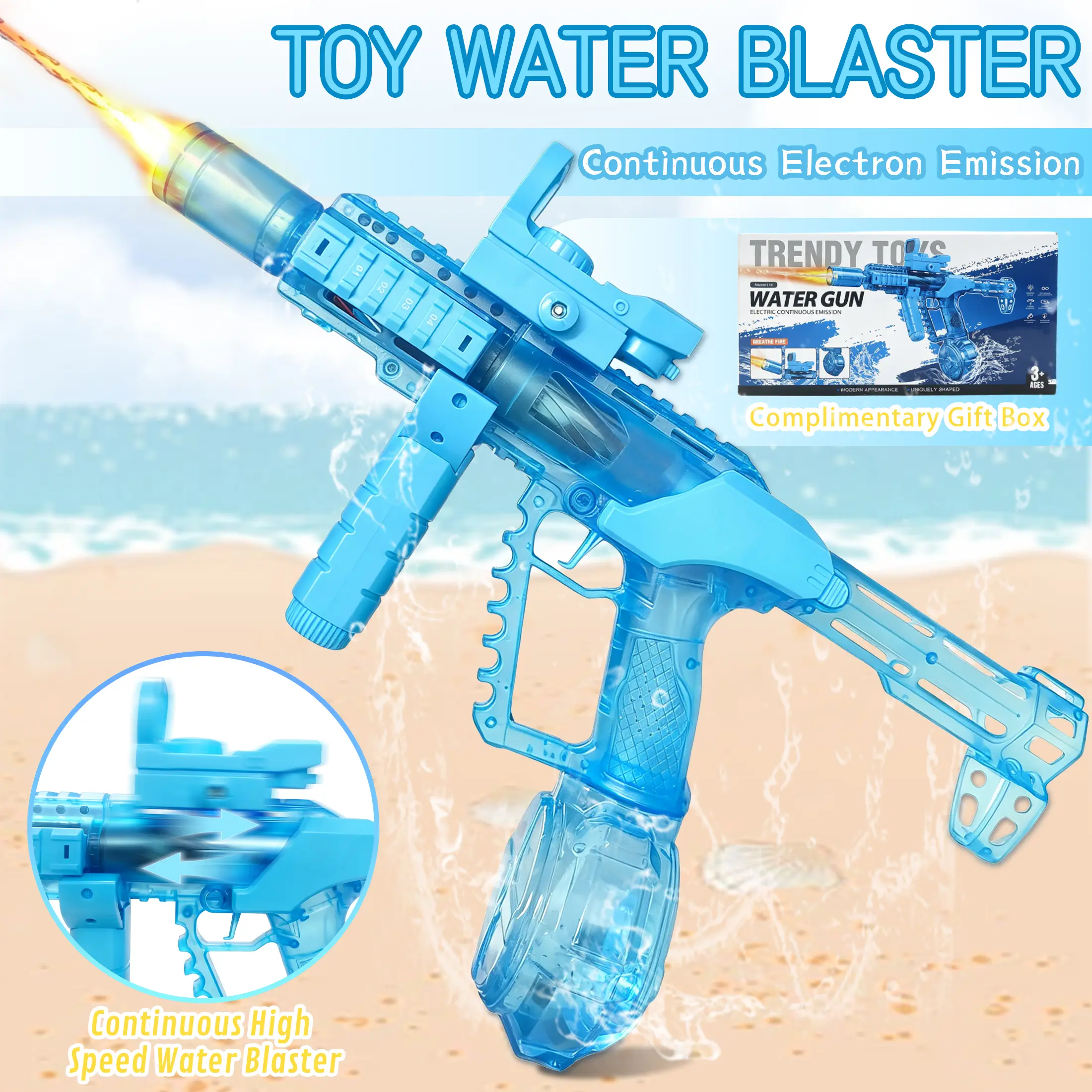 Automatic Electric Water Blaster With Rotating Grip & Extended Stock,Hydro blaster,Rechargeable Battery, LED Lights, 30-33 FT Long Range, High Capacity Water Soaker For Kids ,Birthday Gift for Senior Assassin,Outdoor Summer Party Toy for Father’s Day
