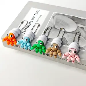 FuRise 3D Printed Hermit Crab Movable Joint Keychain – Backpack Pendant, Golden Teal Marine Life Creative Gift