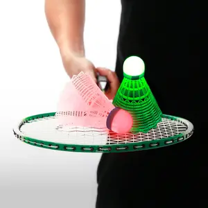 LED Badminton Plastic Shuttlecocks 4pcs - Illuminated Birdies Set with Built-in LED, Durable Nylon High-Speed Feather, High Color Saturation, Suitable for All Players, game night