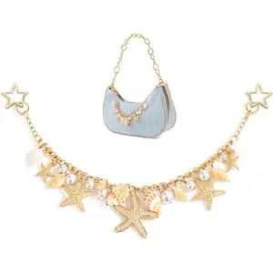 BloomWish S Bag Purse Charms for Handbags Starfish Bag Charm Ocean Shell Keychain Summer Jewelry Beach Vacation Outfits for Women