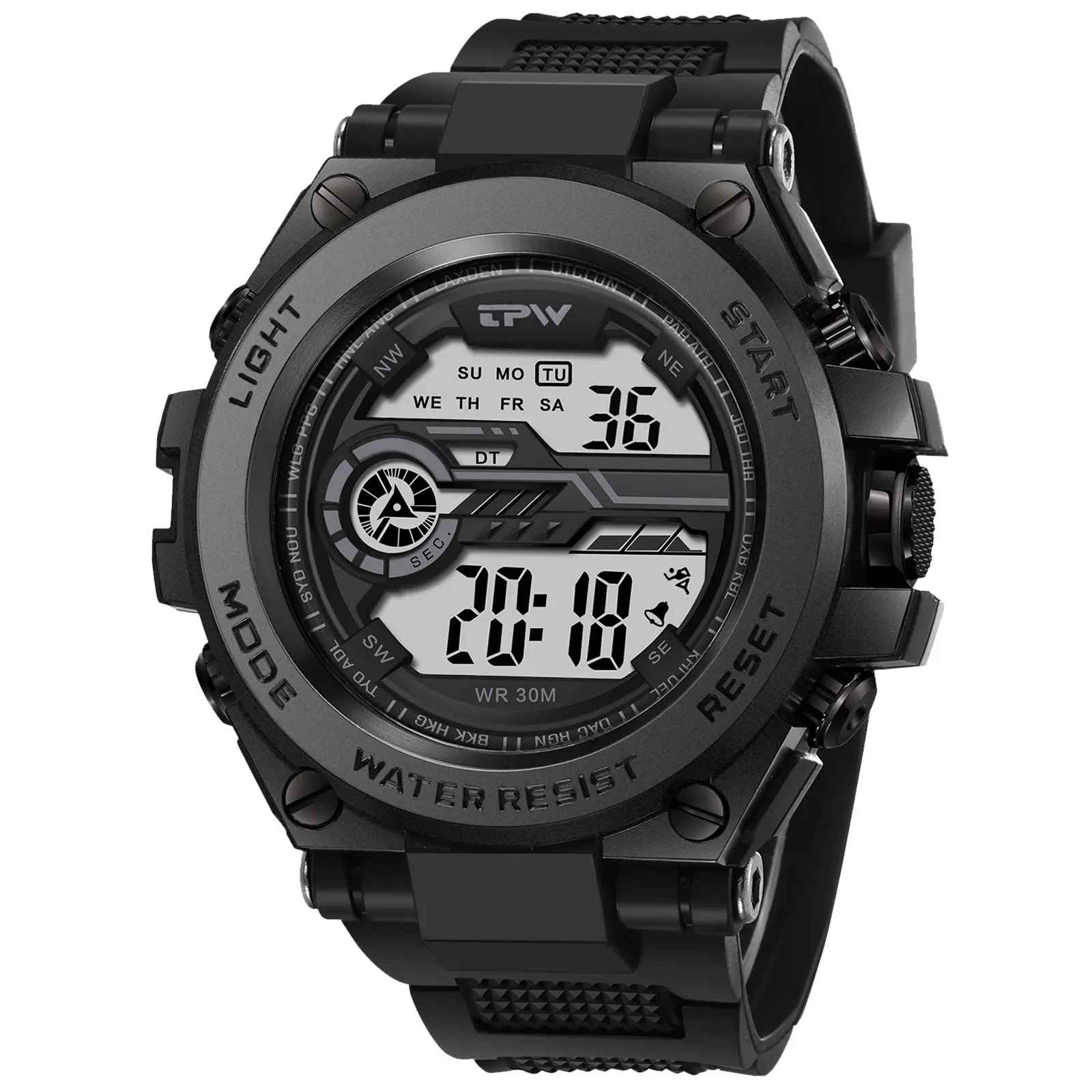 OIDEA Men's Digital Watches, Tactical Outdoor Sport Watch with Rubber Strap, Water Resistant, Large Backlit Display, Luminous Alarm and Stopwatch, Luminous Alarm Wristwatch, El Light Glow, Rubber Band, Tactical Look