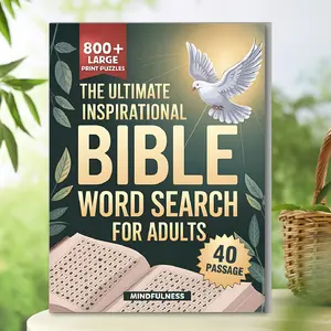 Christian Bible Word Search Puzzle Book for Adults, Large Print Faith Based Activity Set, Religious Gift for Men and Women