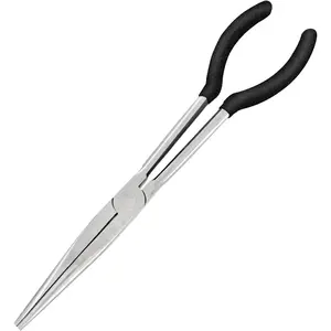 1 count 11 Inch Long Reach Pliers Set - Long  Nose Pliers Sets - Straight, Designed for Mechanics, Technicians, and Contractors| Milled- | Steel