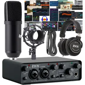 LyxJam 2x2 Recording USB Audio Interface with ASIO Driver Studio Software Bundle & Accessories Compact Digital Plug-in Device for High-Definition Sound Recording