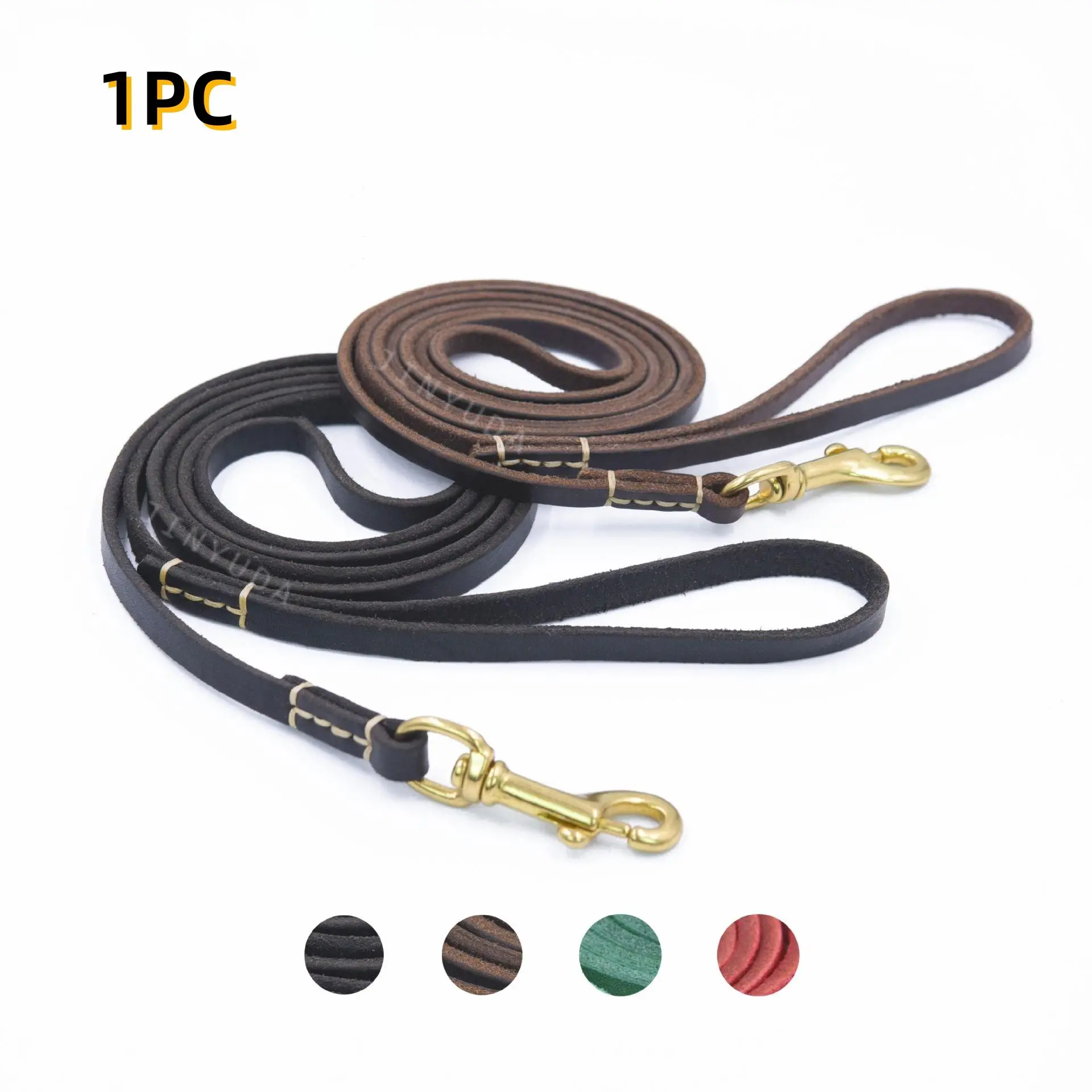 Top Grain Genuine Leather Dog Leash, Premium Brass Buckle, Durable Heavy Duty Walking Lead for Small & Medium Dogs