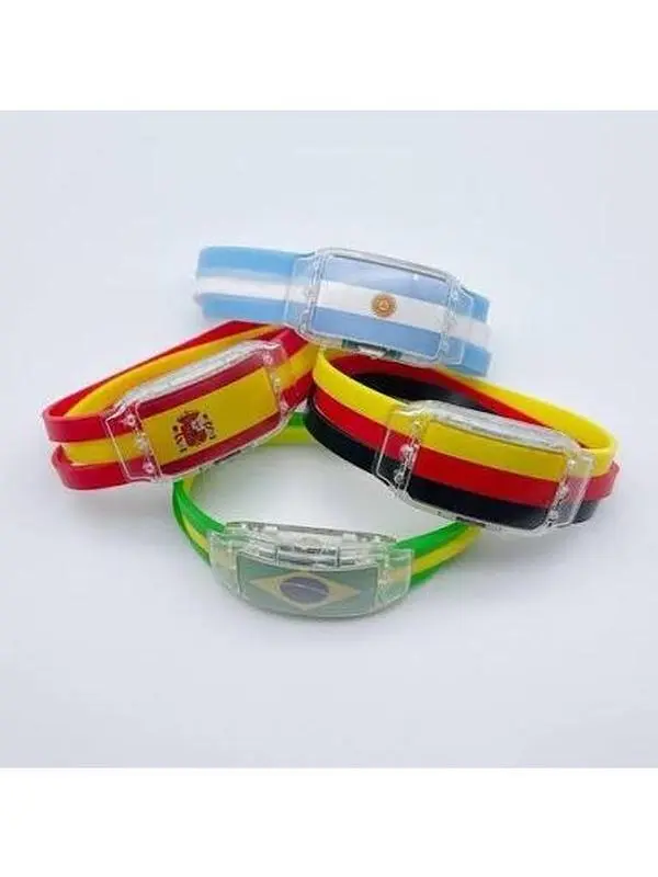 Brazil Flag LED Bracelet - Casual Flashing Light-Up Wristband for Festivals, Sports Events