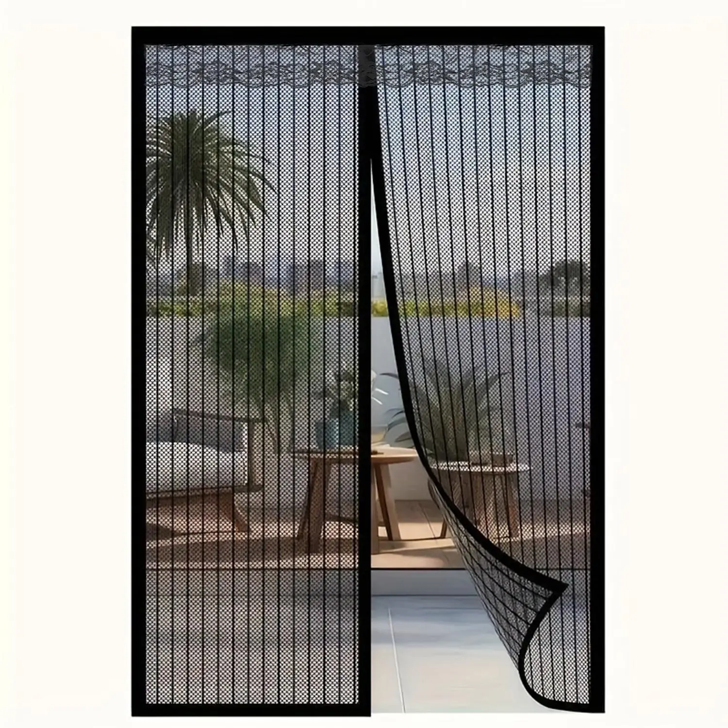 Mesh Mosquito Door Curtain, Breathable Magnetic Closure Door Curtain, Easy To Clean Door Screen for Home Living Room Bedroom Hotel, House, Single Piece Quantity, Fit Standard Doors