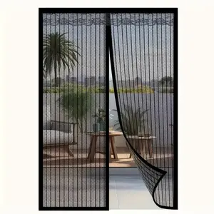 Striped Soft Screen Door Mesh Curtain, Breathable Mosquito Barrier, Magnetic Closure for Easy Cleaning, Fits 36x82 Inch Doors