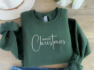 Merry Christmas Cross Embroidered Sweatshirt, Christian Holiday Crewneck, Religious Christmas Sweater, Faith Family Gift