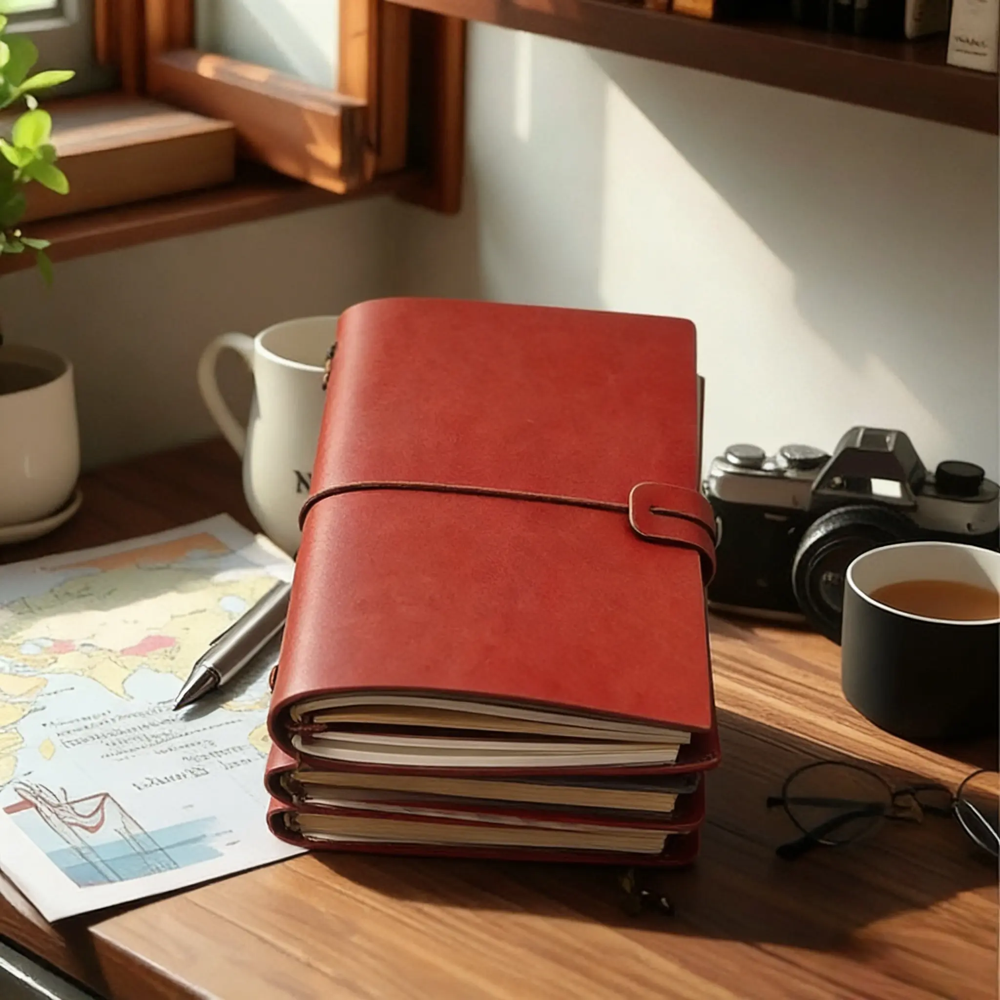 A6 Refillable Faux Leather Travel Journal Notebook, Pocket Size Travel Handbook With Eye Protection Lined Paper, Inner Double Side Card Pockets For Travel Notes Ticket Storage