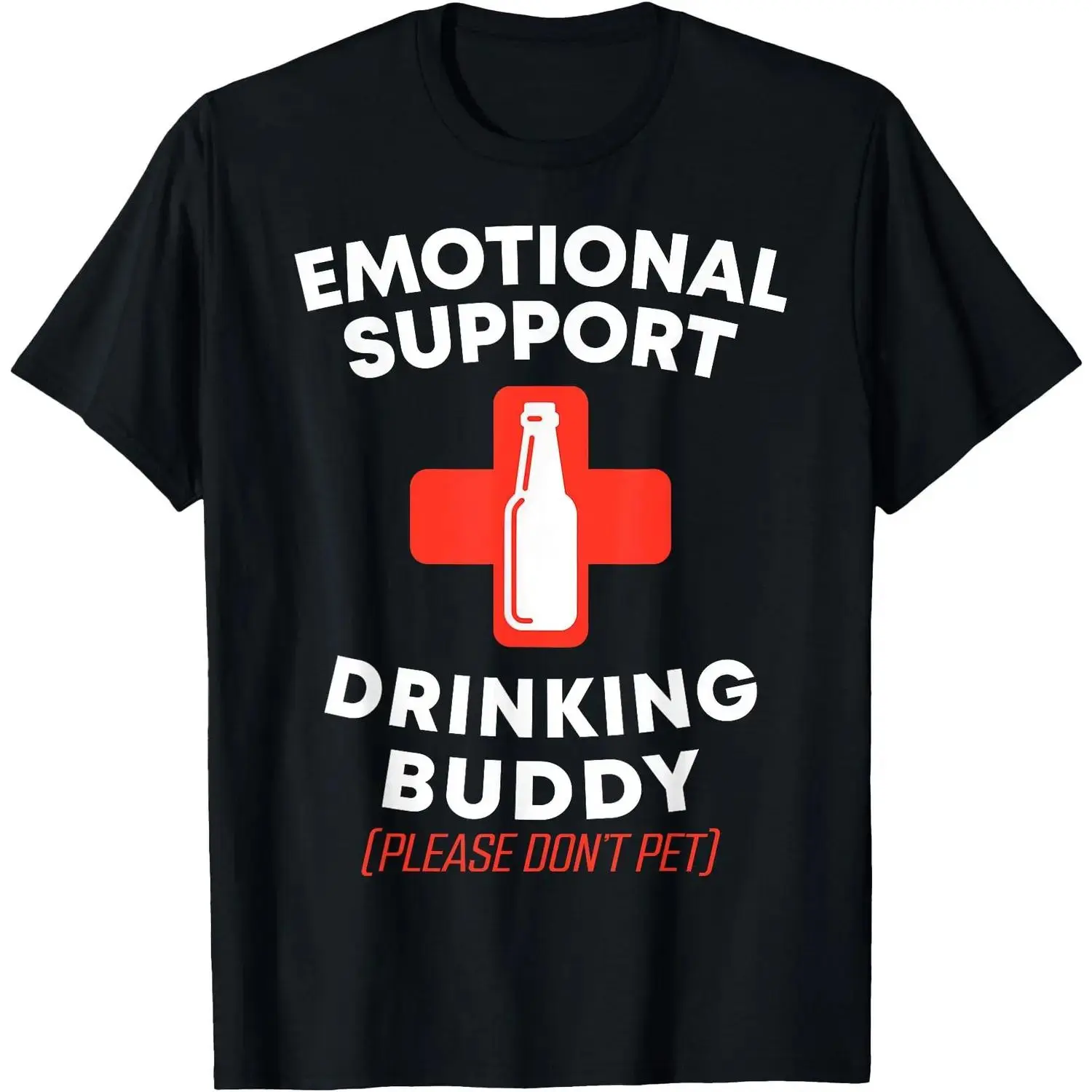 Men's Short-Sleeve Casual Streetwear T-Shirt, Menswear Emotional Support Drinking Buddy Funny Top