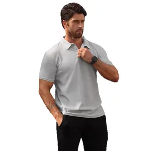 Men's Waffle Knit Polo Shirt, Slim Fit Shortsleeve Top - 100% Polyester 210g/m² Fabric, Breathable, Quick Dry, Moisture-Wicking, Lightweight Menswear for Casual, Outdoor Use mans poloshirt