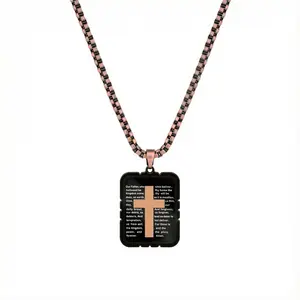 Nandudu Copper Cross Pendant Necklace for Men & Women Vintage Religious OT Clasp Long Chain Ideal Gift Modern Fashion Jewelry