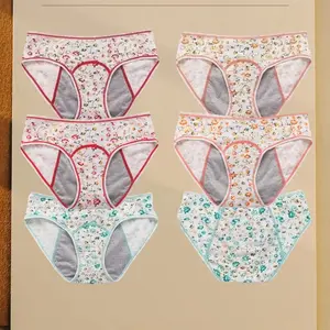 6pcs/Set Leak Proof Menstrual Period PantiesGirls Solid Comfy Breathable Stretchy Lingerie Underwear Waterproof Briefs
