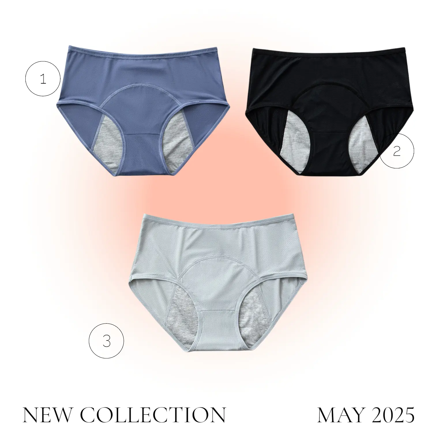 Women's Plus Size Period Underwear, 3-Pack High-Waist Leakproof Briefs for Incontinence & Menstrual Cycle, Leakproof Material, Breathable Comfy Knicker, Panties, High Waist Knicker, Foldable, Waterproof, Plain, Expandable, Fit, Knit Fabric, Basic, Hand Wa