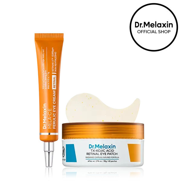 [Dr.Melaxin Official] Advanced Retinal Eye Care Duo, Retinal Kojic Acid Eye Patch, MELA-C•E Ferulic Eye Cream, Anti-Aging, Puffiness & Dark Spots Routine