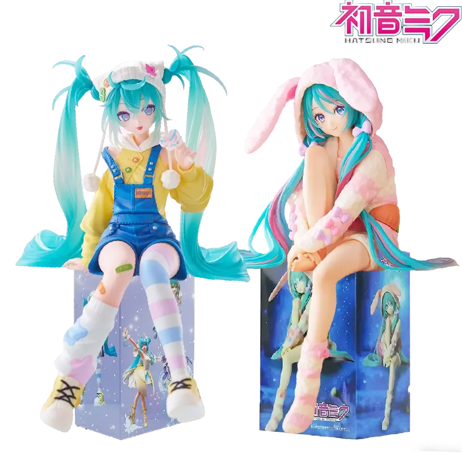 14cm Fashion Hatsune Miku Anime Figure Rabbit Ear Pajamas Lollipop Hatsune Miku Action Figures Kawaii Girl Collection Model Toys