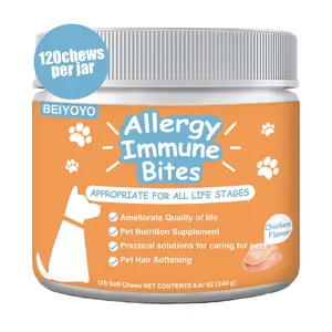 Dog allergy relief - Dog skin itching relief - Dog probiotics (relieves skin and ear itching) - Dog paw allergy relief - Dog allergy chewable tablets - Dog anti-itch - Dog skin allergy relief - Fish flavor - 120 tablets