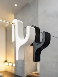 Shower Door Hooks, Frameless Glass Door Hooks for Up to 8mm Glass, Hang Pajamas, Robes, Towels, Clothes, Easy Installation, No-Drill Bathroom Accessories, U Shaped Hook