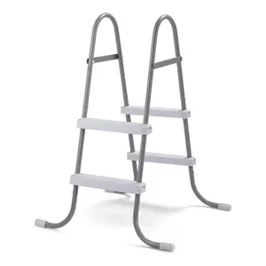 【Father's Day Gift】Pool Ladder Above Ground, 33/42/52in Available, Steel Frame Gray with White Steps, Suitable for Wall Height Pools