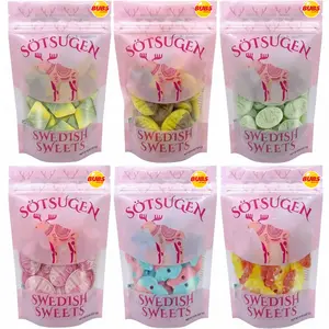 Bubs Swedish Candy 1/2 Bags - Sweet Strawberry Pomegranate, Banana Toffee Foam Ovals, Tutti Frutti Rombs Sour, Dizzy Skulls, Sour Pear, Sour Skulls, Vegan -  ½ Pound Bags