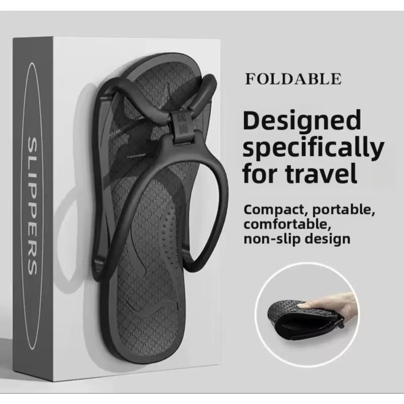 Foldable Travel Slippers - Compact Portable Comfortable Non-Slip Design for Easy Transport and Use