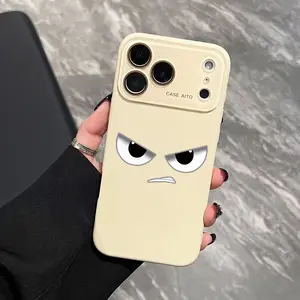 Funny Face Phone Case Ins Style Solid Color Ultra Skin Friendly Touch All Inclusive Lens Cover for Apple iPhone 17 16 15 14 13 12 Plus/Air/Pro Max/Pro,Can be given as a holiday gift to friends or family.