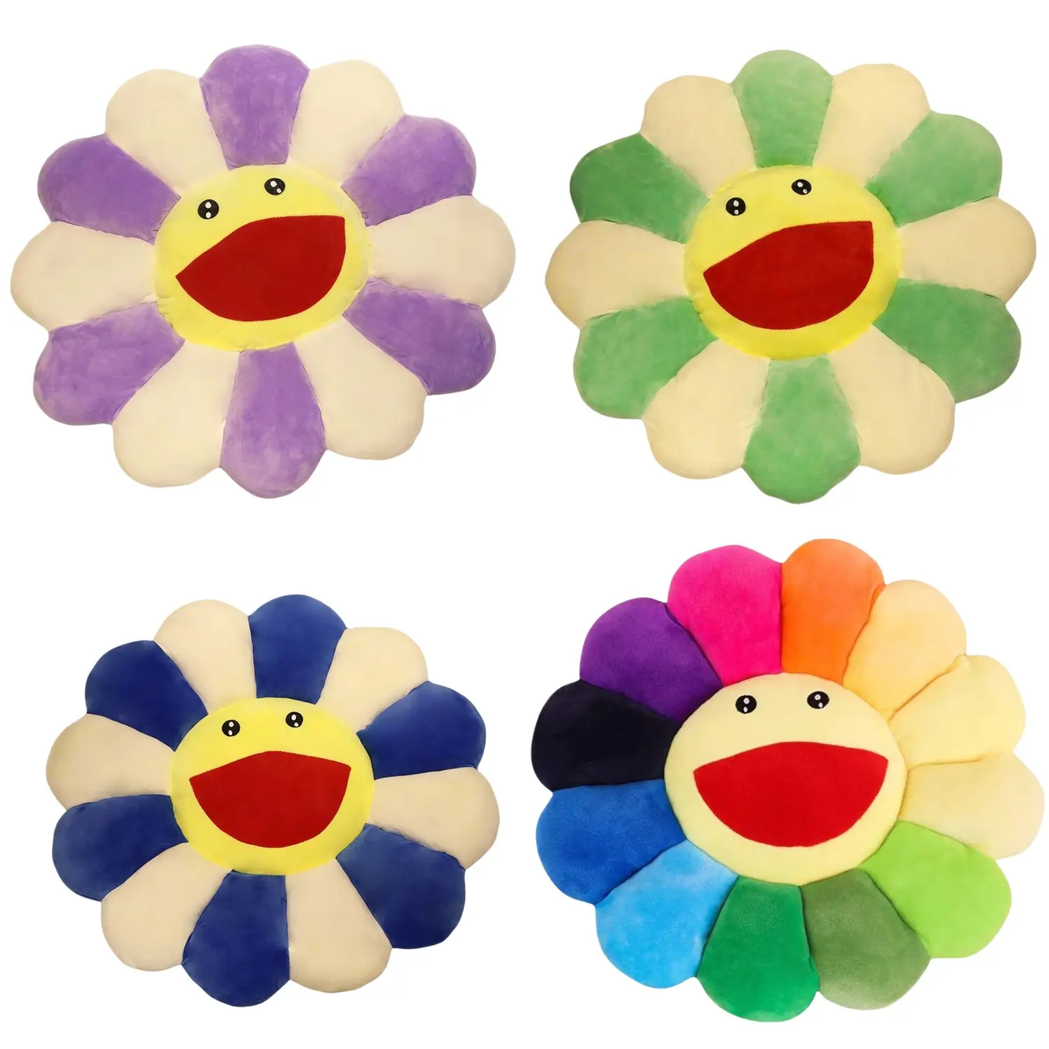 ONESHOW HOME Smile Face Plush Rainbow Pillow, Sunflower Indie Decor Plush Pillow, Soft & Comfortable Flower Floor Pillow for Home, Bedroom, Living Room & Tapestry Decor | Deals For You, Mid Year Sale, Restock, Summer Wins homeessentials