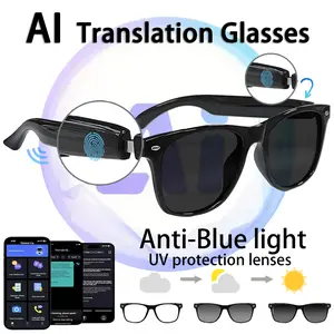 Ai Smart Glasses 164 Wireless Translation Eyewear, Wearable Multifunctional Smart Glasses, Anti-Blue Light, UV Protection, Waterproof, Wireless Music & Calls, Voice Control