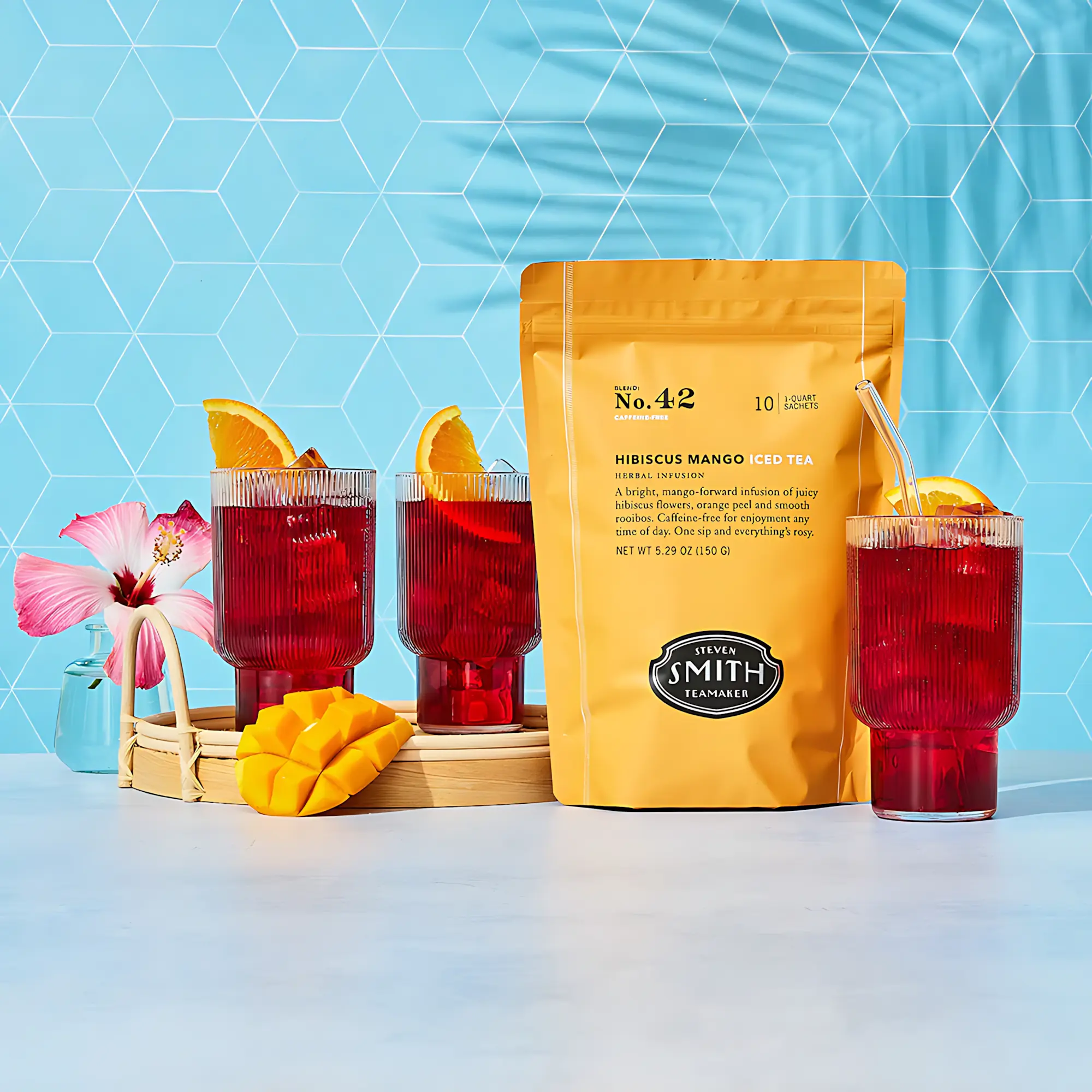 Smith Teamaker Summer Iced Tea Collection | 6 Refreshing Iced Tea Flavors + Celebration Kit | Hibiscus Mango, Blackberry Jasmine, Pineapple Green, Ginger Peach, Mediterranean Mint & White Peach | Perfect Cold Brew Tea Bundle for Summer Refreshment