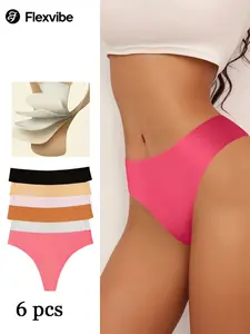 FLEXVIBE 3/6 Pack Ice Silk Underwear, Thickened Crotch No Camel Toe, Cotton, Fit