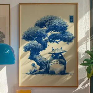 Studio Ghibli Art Print Totoro Bonsai Tree Poster, Hayao Miyazaki Decor Howl’s Moving Castle