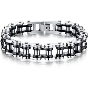 Men's Stainless Steel Biker Chain Bracelet - 8.4 in Fashionable Bracelet, Modern Motorcycle Themed Fashion Accessory, Modern Fashion Accessories