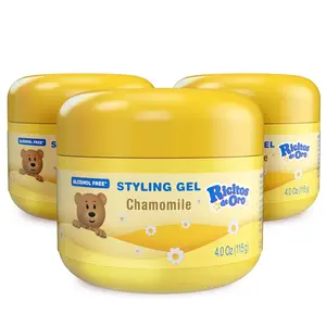 Ricitos de Oro Chamomile Styling Gel - 4.05 Oz (115 g) 3-Pack, Preserves Natural Color, Non-Greasy, Alcohol-Free, Hypoallergenic, Tear-Free, Gentle Daily Use for Kids - Soft Curls, Curly Hair Styling