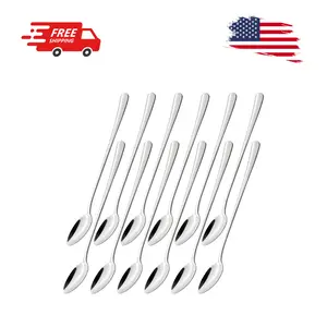 Stainless Steel Long Handle Spoon, 8.3 Inches Cocktail Stirring Spoons, Set of 12
