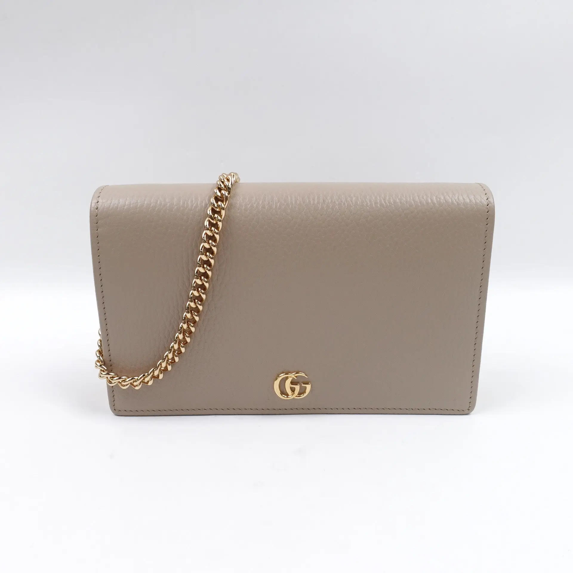 Pre-owned GUCCI smooth calfskin Wallet on Chain Beige T10426781